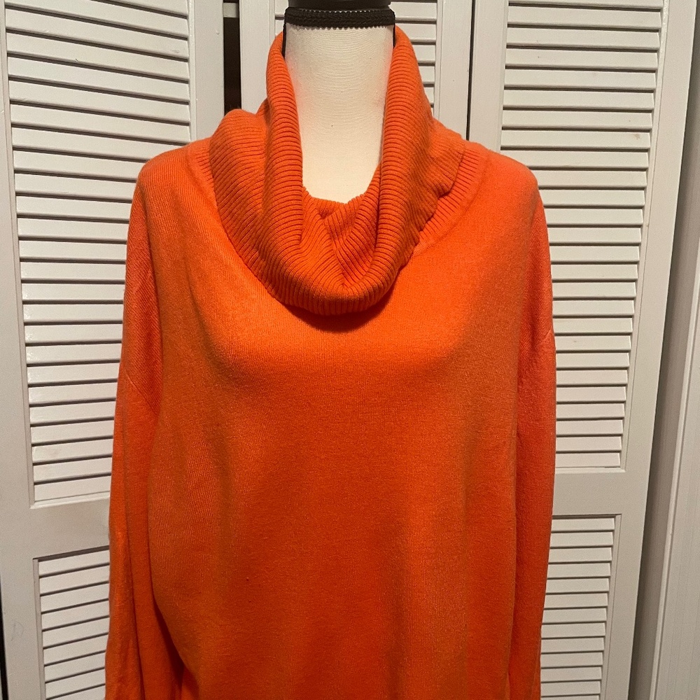 Fabulous Plus   Cowl neck orange sweater